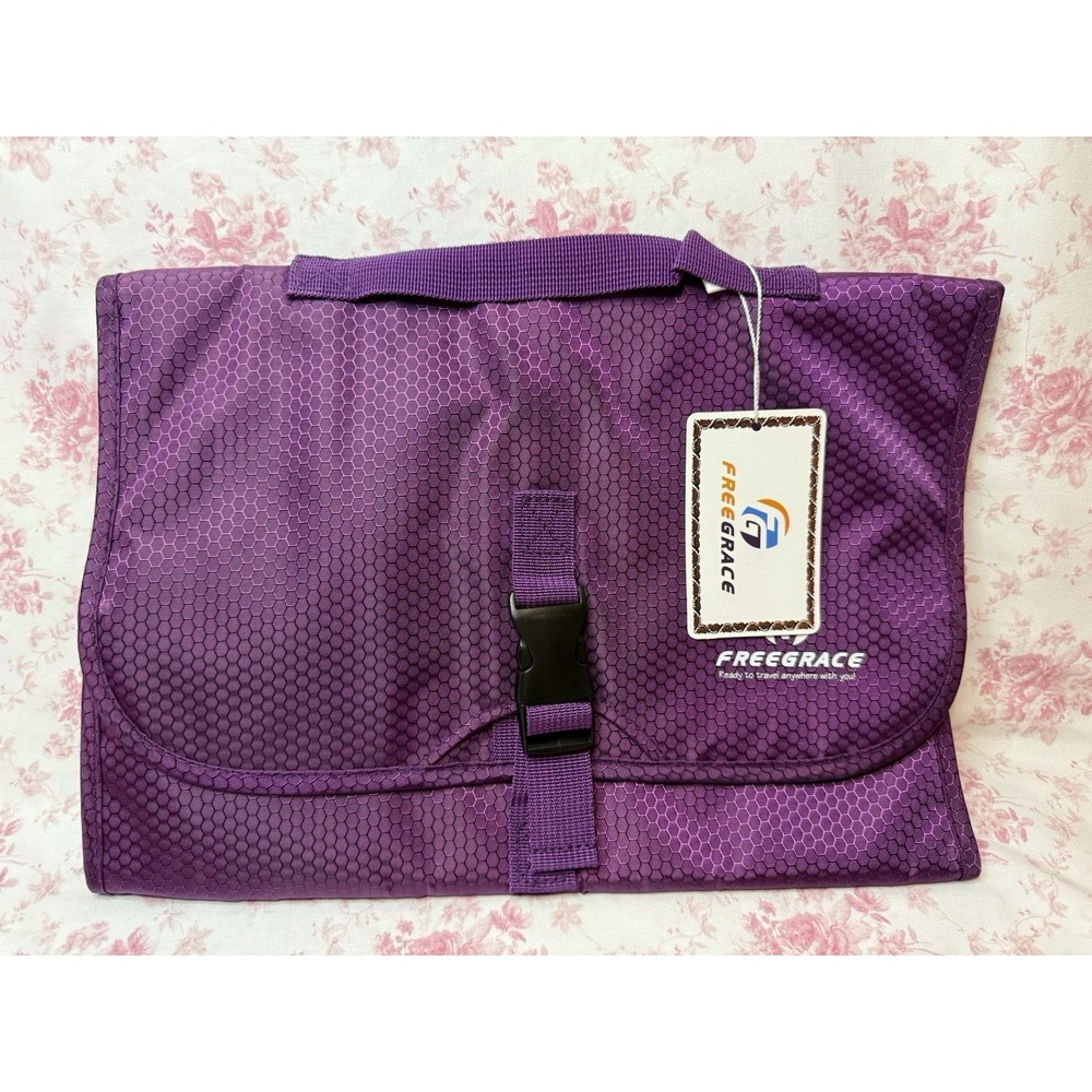 FREEGRACE Hanging Travel Toiletry Bag Organizer Purple NWT 10x14"